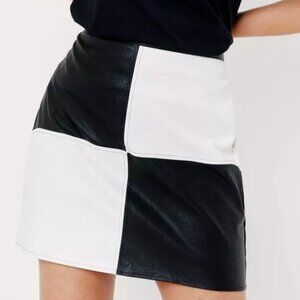 Nasty Gal black and white Two Tone Faux Leather Mini Skirt